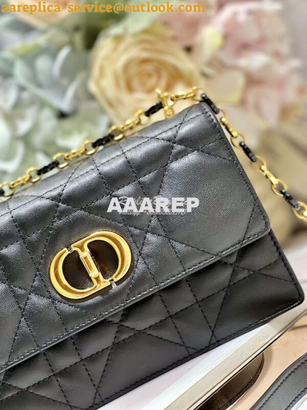 Replica Dior Miss Caro Mini Bag Macrocannage Lambskin S5169U Black 8