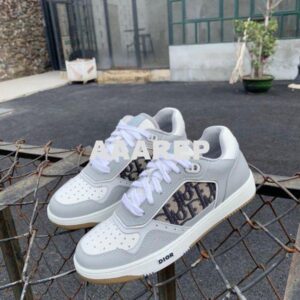 Replica Dior 3SN272 B27 Low Top Sneaker White and Gray Smooth Calfskin