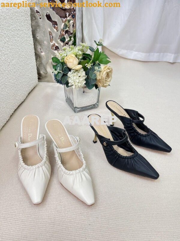 Replica Dior D-Fame Heeled Mule KCQ776 Lambskin 3