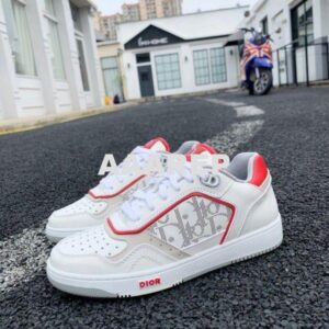 Replica Dior 3SN272 B27 Low Top Sneaker White and Red Smooth Calfskin 2