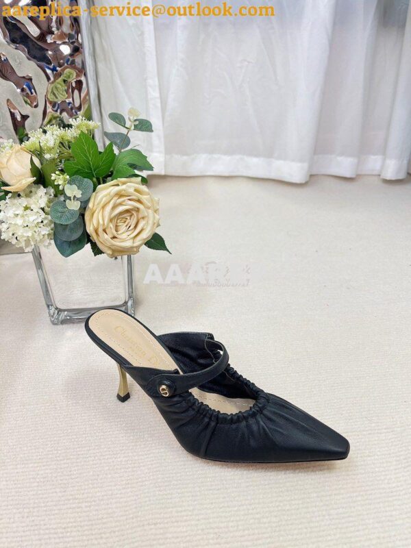 Replica Dior D-Fame Heeled Mule KCQ776 Lambskin 9