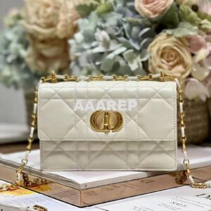 Replica Dior Miss Caro Mini Bag Macrocannage Lambskin S5169U White