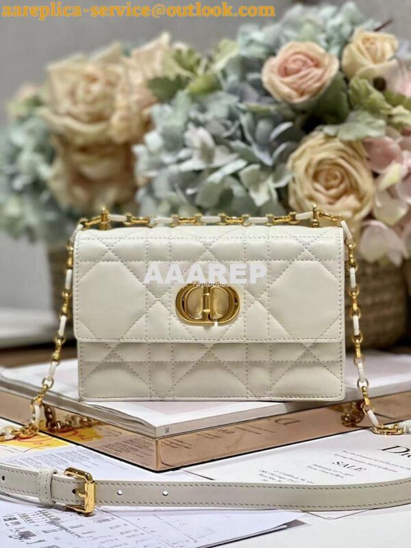 Replica Dior Miss Caro Mini Bag Macrocannage Lambskin S5169U White 3