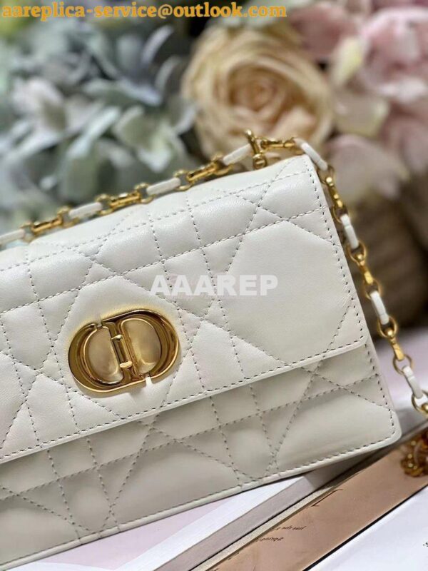 Replica Dior Miss Caro Mini Bag Macrocannage Lambskin S5169U White 4