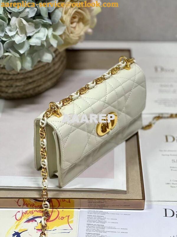 Replica Dior Miss Caro Mini Bag Macrocannage Lambskin S5169U White 5