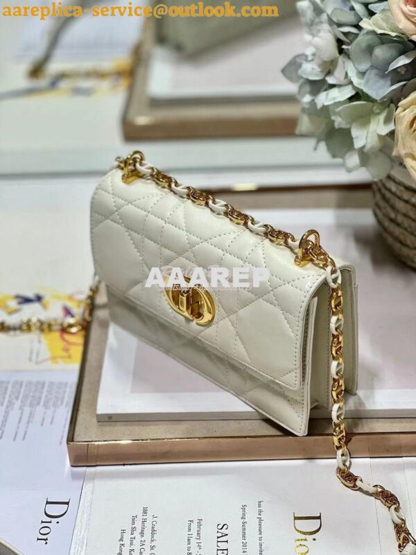 Replica Dior Miss Caro Mini Bag Macrocannage Lambskin S5169U White 6