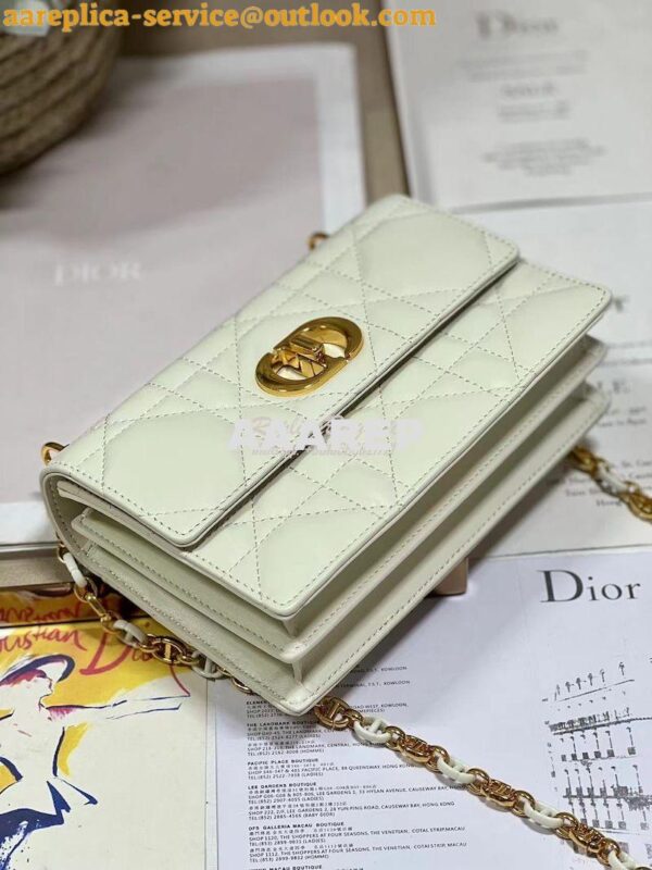 Replica Dior Miss Caro Mini Bag Macrocannage Lambskin S5169U White 9