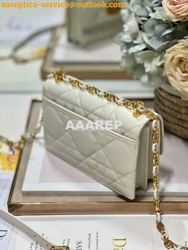 Replica Dior Miss Caro Mini Bag Macrocannage Lambskin S5169U White 10