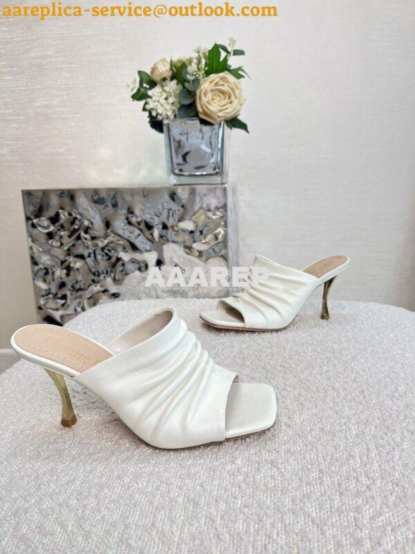 Replica Dior D-Fame Heeled Sandal Pleated Lambskin KCQ775 16