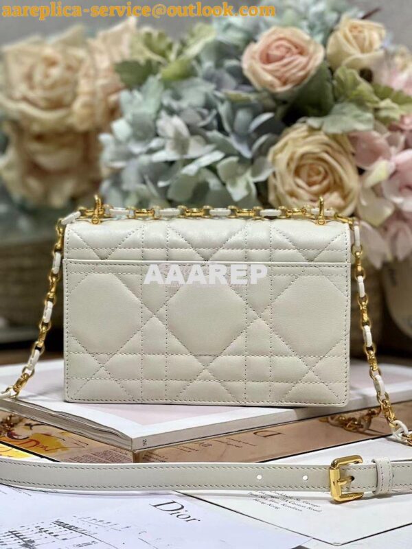 Replica Dior Miss Caro Mini Bag Macrocannage Lambskin S5169U White 11