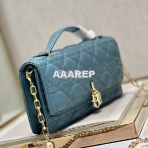 Replica Dior Miss Dior Mini Bag Azure Blue Cannage Lambskin S0980O 2