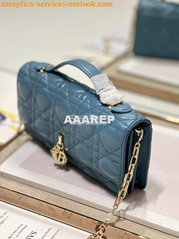 Replica Dior Miss Dior Mini Bag Azure Blue Cannage Lambskin S0980O 6