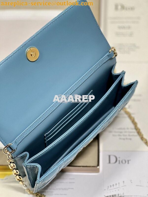 Replica Dior Miss Dior Mini Bag Azure Blue Cannage Lambskin S0980O 10