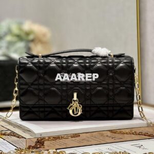 Replica Dior Miss Dior Mini Bag Black Cannage Lambskin S0980O