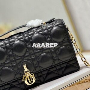 Replica Dior Miss Dior Mini Bag Black Cannage Lambskin S0980O 2