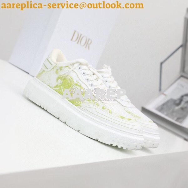 Replica Dior Addict Sneaker Green Toile de Jouy Technical Fabric KCK30 6