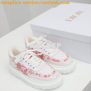 Replica Dior Addict Sneaker Red Toile de Jouy Technical Fabric KCK308T