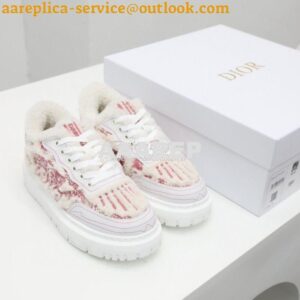 Replica Dior Addict Sneaker Rose Des Vents Toile de Jouy Embroidered N