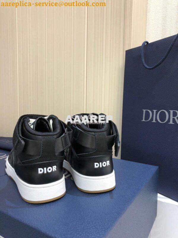 Replica Dior B27 High-Top Sneaker 3SH132 Black Smooth Calfskin with Ob 8