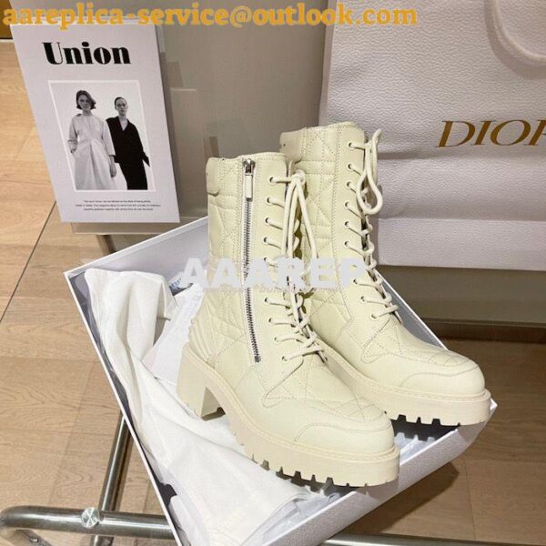 Replica Dior D-Leader Ankle Boot White Quilted Cannage Calfskin KCI733 5