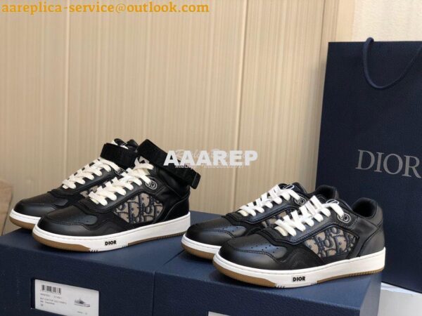 Replica Dior B27 High-Top Sneaker 3SH132 Black Smooth Calfskin with Ob 9