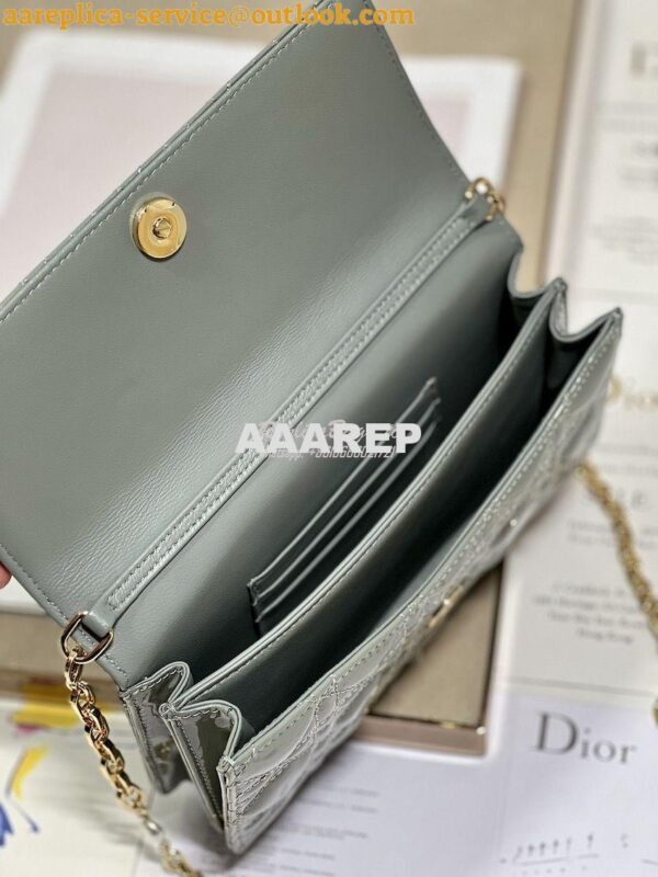 Replica Dior Miss Dior Mini Bag Gray Cannage Patent Calfskin S0980O 9