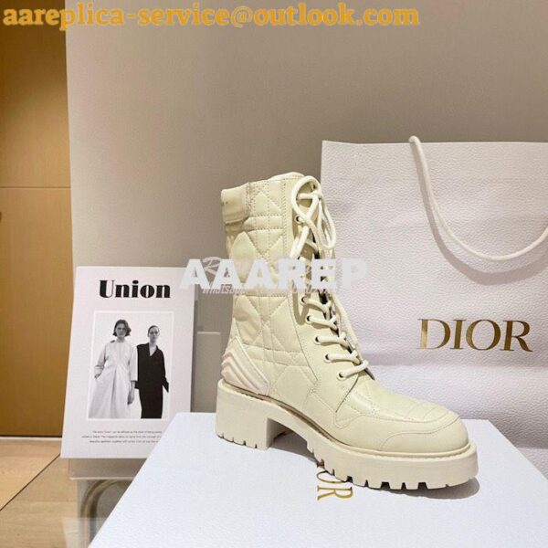 Replica Dior D-Leader Ankle Boot White Quilted Cannage Calfskin KCI733 9