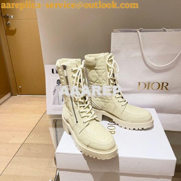 Replica Dior D-Leader Ankle Boot White Quilted Cannage Calfskin KCI733 10