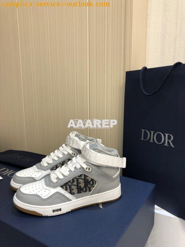 Replica Dior B27 High-Top Sneaker 3SH132 Gray Smooth Calfskin with Obl 4