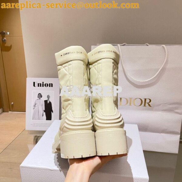 Replica Dior D-Leader Ankle Boot White Quilted Cannage Calfskin KCI733 12