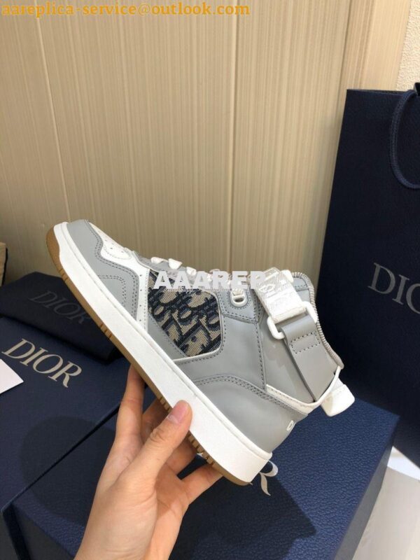 Replica Dior B27 High-Top Sneaker 3SH132 Gray Smooth Calfskin with Obl 5