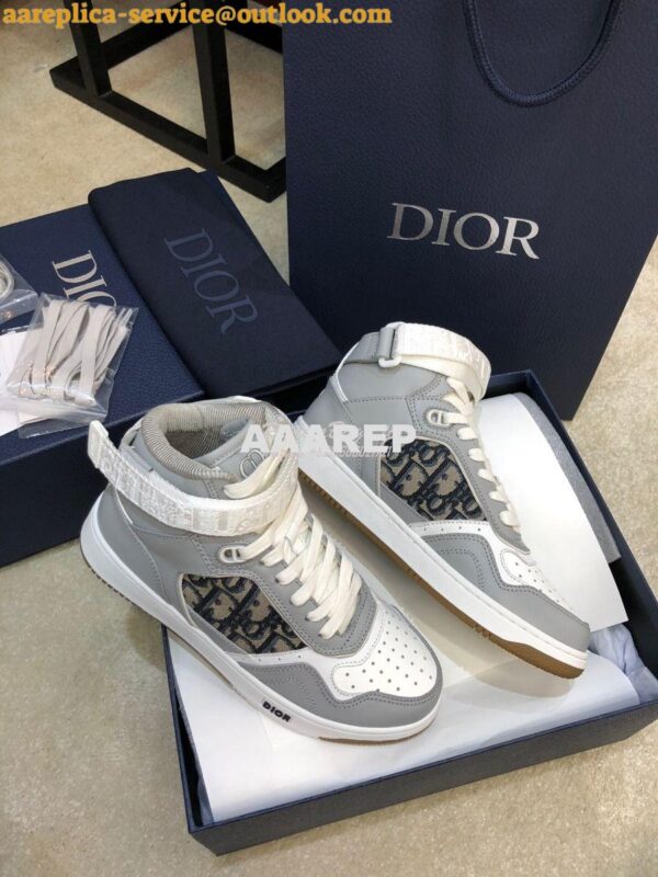 Replica Dior B27 High-Top Sneaker 3SH132 Gray Smooth Calfskin with Obl 8