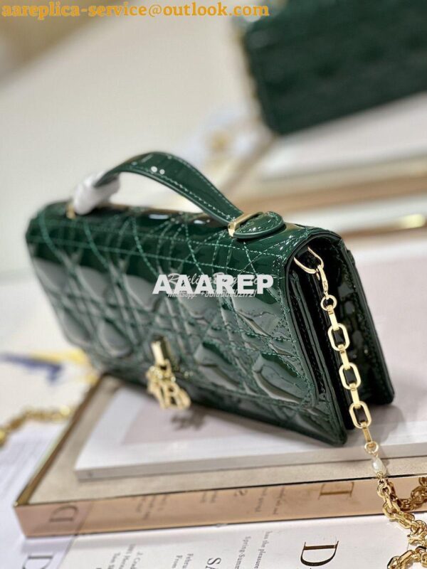 Replica Dior Miss Dior Mini Bag Green Cannage Patent Calfskin S0980O 6