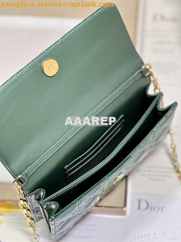 Replica Dior Miss Dior Mini Bag Green Cannage Patent Calfskin S0980O 8