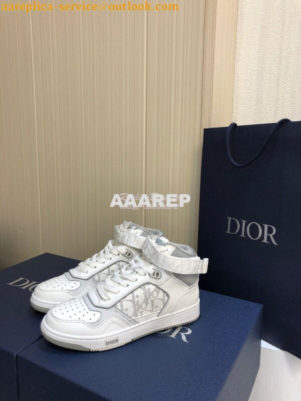 Replica Dior B27 High-Top Sneaker 3SH132 White and Gray Smooth Calfski 6