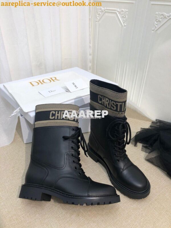 Replica Dior D-Major Ankle Boot Black Calfskin and Taupe Technical Fab 6