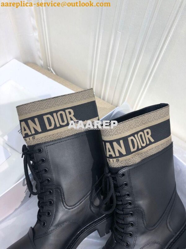 Replica Dior D-Major Ankle Boot Black Calfskin and Taupe Technical Fab 7