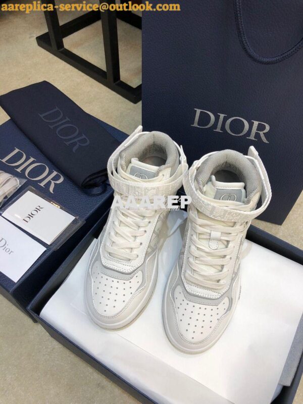 Replica Dior B27 High-Top Sneaker 3SH132 White and Gray Smooth Calfski 9