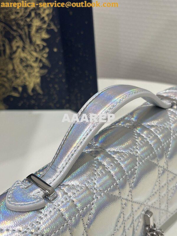 Replica Dior Miss Dior Mini Bag Iridescent Metallic Silver-Tone Cannag 5