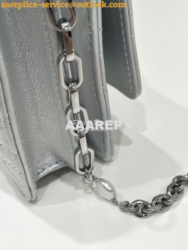 Replica Dior Miss Dior Mini Bag Iridescent Metallic Silver-Tone Cannag 7