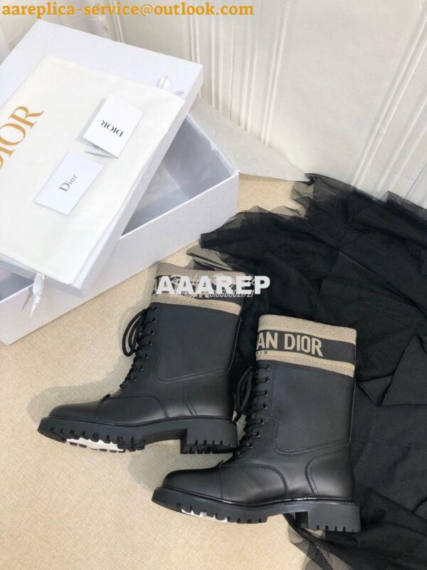 Replica Dior D-Major Ankle Boot Black Calfskin and Taupe Technical Fab 10