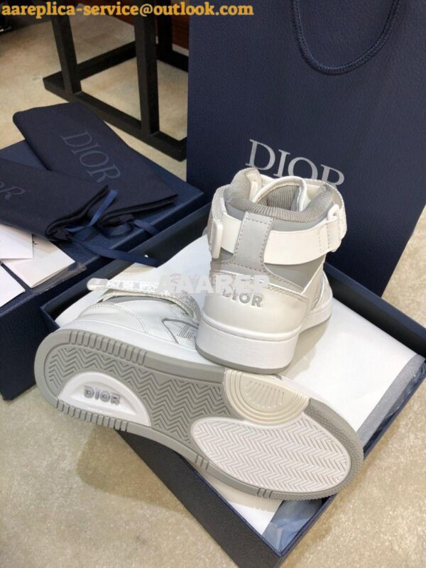 Replica Dior B27 High-Top Sneaker 3SH132 White and Gray Smooth Calfski 13