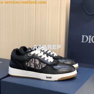 Replica Dior B27 Low-Top Sneaker Black Smooth Calfskin with Dior Obliq