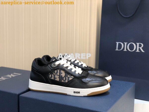 Replica Dior B27 Low-Top Sneaker Black Smooth Calfskin with Dior Obliq