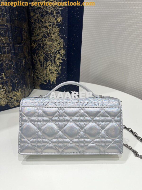 Replica Dior Miss Dior Mini Bag Iridescent Metallic Silver-Tone Cannag 10