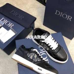 Replica Dior B27 Low-Top Sneaker Black Smooth Calfskin with Dior Obliq 2