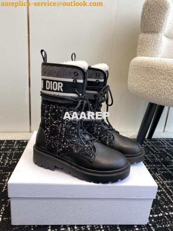 Replica Dior D-Major Ankle Boot Black Calfskin with Black and White Ca 3