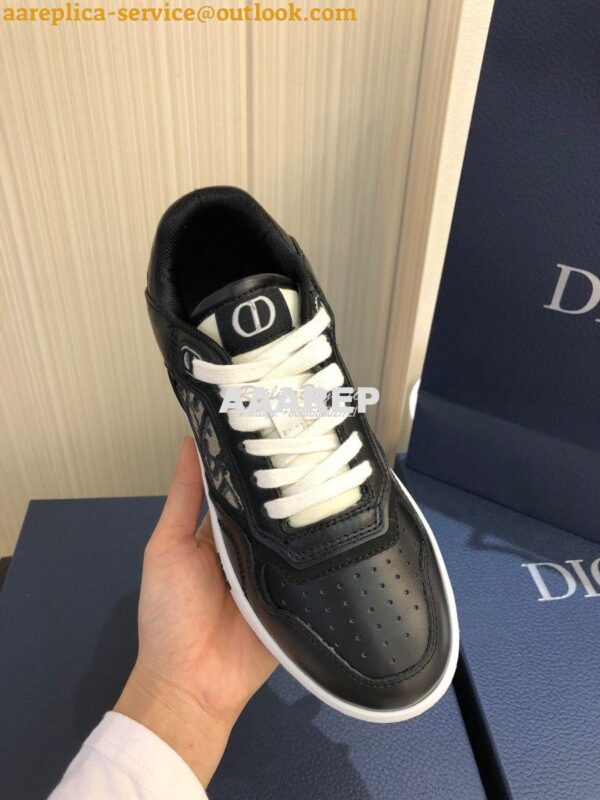 Replica Dior B27 Low-Top Sneaker Black Smooth Calfskin with Dior Obliq 3