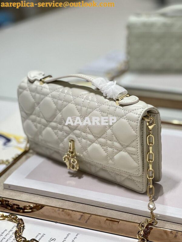 Replica Dior Miss Dior Mini Bag Latte Cannage Lambskin S0980O 4