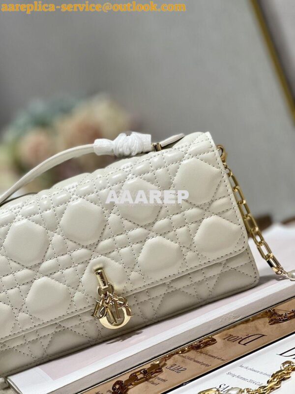 Replica Dior Miss Dior Mini Bag Latte Cannage Lambskin S0980O 5